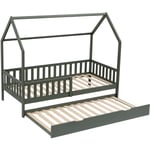 Lit cabane gigogne pour enfant 190x90cm vert marceau