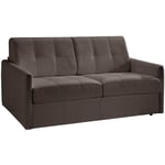 Canapé convertible CUBE en microfibre marron couchage 120cm express sommier lattes matelas 16 cm