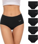 Noir*6 Culotte Femme Coton Taille Haute Boxer De Sport Shorts Sous-V¿ºtements Extensibles Pour Femmes Lot De 5 Sports Doux Bikini