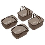 Cetomo Lot de 4 paniers de douche en plastique avec poignée pliable, boîte de rangement portable avec trous de drainage pour salle de bain, cuisine, dortoir, gel douche, shampooing, cosmétiques,