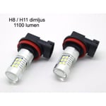 2PCS Dimljus H8 H11 Led-ljus 6000K 1100 lumen 12v - Perfet silver