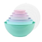 BoxedHome Mixing Bowl Set with Lid, Mixing Bowls, 12-Pack Mixing Bowl Set, Plastic Salad Bowl Non-Slip Stackable Serving Bowls for Kitchen (6 Bowls and 6 Lids, Green Pink)