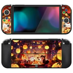 PlayVital Coque de Protection Souple pour Nintendo Switch OLED,ZealProtect Protecteur Joycon Grip Cover pour Switch OLED avec Capuchon Joystick&Caps Bouton ABXY-Halloween Fête de Citrouille