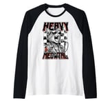 Heavy Meowtal Cat Funny Metal Music Band Singer Musician Raglan Baseball Tee