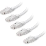 5-pack 10 Gbps Snagless Kort Cat6 Ethernet-kabel (Cat6-kabel, Cat 6-kabel) White 3m