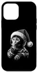 Coque pour iPhone 12 mini Singe pensant avec bonnet de Père Noël vintage drôle