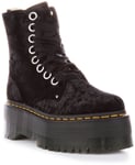 Dr Martens Vegan Jadon Max Crushed Velvet Platform Boots Black Womens UK 3 - 8