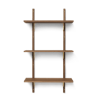 ferm LIVING Sector shelf triple narrow Smoked Oak, brass