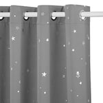 PONY DANCE Silver Grey Blackout Curtains for Living Room - Boys Thermal Insulated Noise Reducing Kids Curtains with Eyelet Foil Printed Star Pattern Curtains for Nursery Bedroom, 52 x 54, 2 Panels