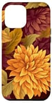 Coque pour iPhone 14 Plus Chrysanthème orange et bourgogne Fleurs florales d'automne