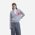 Heart Cardigan Sweater - Gris Chine Fonce F