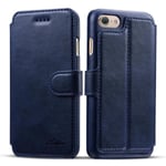 Klassiskt Plånboksfodral I Retrodesign (läder) Iphone 8 Blå