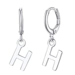 Clou Oreille Pendentif Lettre H Boucle d'Oreille Initiale Argent Ado Adolecente Adult 925 Sterling Femme Nom Alphabet Bijoux Cadeau Noël Fêtes des Mères Mariage Valentin Anniversaire