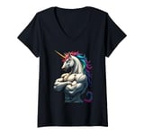 Womens Unicorn Power for a Unicorn lover athlete bodybuilder V-Neck T-Shirt