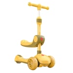 Kick Scooters Wheel Scooter, Children's Scooter Height Adjustable, Gravity Steering, with LED Flash, for Boys and Girls Aged 2-14 (Color : Yellow)