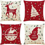 Christmas Pillow Case 18" x 18" 4 Piece Christmas Ornament for Home Sofa Bed Christmas Collection Pillow Case Holiday Cu