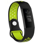 Fitbit Charge 3 / Charge 4 - Silikone armbånd - Color Design - Str. L - Sort/Grøn