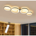 Led Plafonnier Dimmable Lampe de Salon Moderne 4 Flammes en Anneau Optique, Plafonnier Intérieur Blanc 55W en Lustre Décoratif en Aluminium pour