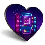 Heart MDF Coasters - Game Zone Gaming Room Gamer  #45126