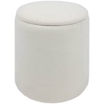 Pouf coffre bouclette Kaydi blanc D35cm Atmosphera Créateur D'intérieur