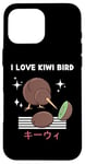 Coque pour iPhone 16 Pro Max Anime japonais I Love Kiwi mignon Kawaii Kiwi Bird Eats Kiwi