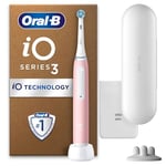 Oral-B iO 3 Blush Pink Ultimate Clean Electric Toothbrush, 1 Refill Holder, 1 Charger Pouch, 1 Travel Case, Designed by Braun