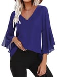 Gyabnw Fluide Tunique Mousseline Blouse Femme Chic Et EléGant Chemise Longue Manches 3/4 Tunic Shirt