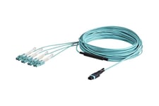 StarTech.com MTP to LC Breakout Cable - 30 ft / 10m - OM3 Multimode - 40Gb - Pull Tab - Plenum - MPO / MTP Connector - Fiber Optic Cable (MPO8LCPL10M) - udbryderkabel - 10 m. - akvamarin