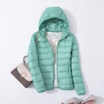 Spring Autumn Women Ultralight Thin Down Jacket Down Hooded Jackets Warm Winter Coat a Female Portable Outwear,Mint,M