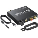 PROZOR 192KHz Digital to Analog Audio Converter - Upgrade Volume Adjustable Optical to RCA Converter with Optical & USB Power Cable, Digital DAC Converter SPDIF TOSLINK to Stereo L/R & 3.5mm Jack