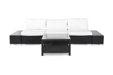 Loungegrupp Bahamas 3-sits 1 Bord 75x75 - 2 Avslut Svart Loungeset & loungegrupp Vit,Svart Comfort Garden