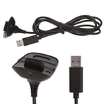 USB Charger Lead Cable for Microsoft Xbox 360 Wireless Gamepad Controller Black