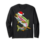 Xmas Lights Santa Hat Rainbow Trout Fish Christmas Long Sleeve T-Shirt