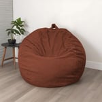 Pouf poire Géant XXL d'intérieur en tissu sherpa - 120x150 cm - Terracotta