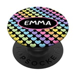 Emma Gift Rainbow Hearts Pink Purple Black Emma PopSockets PopGrip - Support et Grip pour Smartphone/Tablette avec un Top Interchangeable