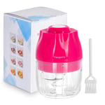 Electric Mini Food Chopper Vaeqozva Portable Wireless Mincer Blender Mixer USB Rechargeable Food Processor for Garlic Baby Food Vegetable Meat Fruits Onions Puree 8.45oz-Rose Pink