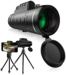 Télescope monoculaire Super Power 40X60 HD Monoculaires avec support de téléphone Trépied télescopique, lunette de poche étanche pour smartphone Clear BAK4 Prism pour l'observation des oiseaux, Campin