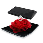 iSuperb Jewelry Box Rose Ring Box Flower Jewelry Gift Boxes Surprise Display Rings Holder Case Pendant Tray Valentine's Day Earrings Organizer for Woman and Girls (Black)