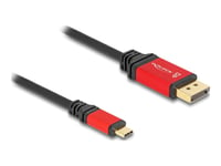 Delock - Adapterkabel - 24 Pin Usb-C (Hann) Til Displayport (Hann) - 2 M - 8K-Støtte, Støtte For Dp Alt-Modus, Hdr10-Støtte - Svart, Rød