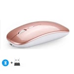 Souris sans fil aste compatible Bluetooth,2.4GHz,modes touristes,souris d'ordinateur avec récepteur caractéristique pour PC,ordinateur portable,Macbook - Type Rose