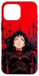 Coque pour iPhone 16 Pro Max Anime Horreur Fille Goth Waifu Swords Waifu Soft Grunge