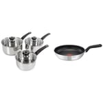 Morphy Richards 970003 Equip 3-Piece Pan Set, Stainless Steel & Tefal Comfort Max, Induction Frying Pan, Stainless Steel, Non Stick, 30 cm