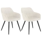 WOLTU Lot de 2 Chaises de Salle à Manger avec accoudoirs, Chaise de Salon Structure en métal et Assise en Velours,Crème Blanc BH93cm-2