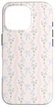 iPhone 16 Pro Cute Light Blue Bows Floral Flower Soft Pink Girl Coquette Case