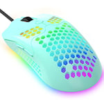 KUIYN 383 PRO M5 Ultralight Wired Gaming Mouse, Lightweight Honeycomb Shell, Pixart PAW3325, 6 Adjustable DPI 12000, 26 RGB Breathing Backlit Mice, 65g, USB Optical Model O Mice for Win11/Xbox/PS/Mac