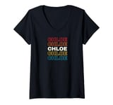 Womens I Love Chloe Personalized Retro Sunset First Name V-Neck T-Shirt