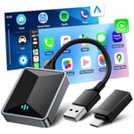 LAMTTO Wireless Carplay & Android Auto Wireless Adpater, 2-IN-1 CarPlay Wireless Stick Converts Wired to Wireless Carplay Dongle, 5.8GHz, Plug & Play,Wireless CarPlay Adapter for iOS 10+ & Android 11+