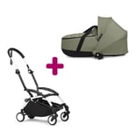 Stokke Pack chassis poussette YOYO³ Blanc + nacelle Olive