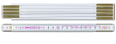 BMI Mètre pliant en bois 9042 (10 pièces, couleur blanc, longueur 2 m, 10 pièces, épaisseur 3,0 mm, avec division duplex, mètre en bois de hêtre) 980904200