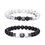 Bracelet œil de tigre pour hommes, ensemble de bracelets de perles en pierre naturelle de 8MM, bracelets extensibles en pierre de lave, réglables, en perles de cristal noir, cadeaux pour hommes